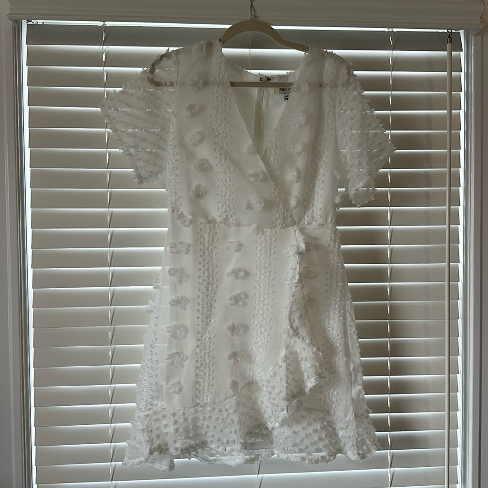 She + sky white ruffle dress